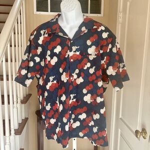 NWOT Ted Baker Relaxed Fit Seersucker Blue Cream Rust Print Shirt Mens 7 3XL